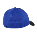 Back view of a blue Nike Dri-FIT Mesh Back Cap with a black brim and logo.