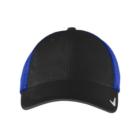 Black and blue Nike Dri-FIT Mesh Back Cap with white logo on visor corner.