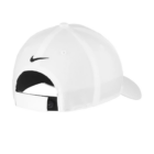 Nike Dri-FIT Tech Cap: white, black logo, adjustable back strap.