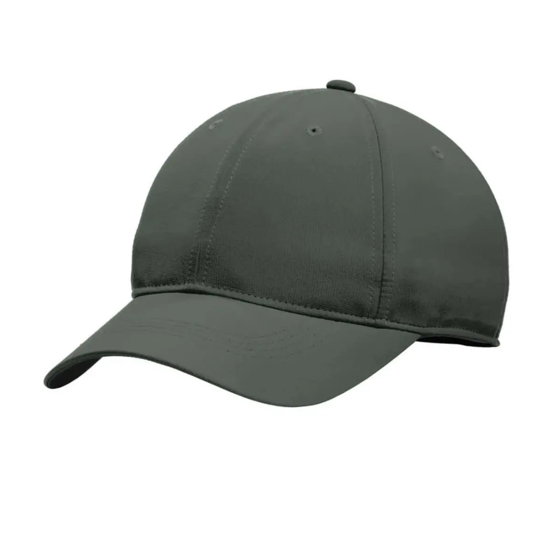 Nike Dri-FIT Tech Caps, dark green with curved brim on white background.