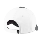 Back of Nike Swoosh Legacy 91 cap with adjustable strap and vents, shown in white.
