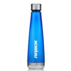 A sleek blue water bottle with a silver cap, featuring the word ARBOK in white uppercase letters on its body. The bottle has a tapered shape, wider at the base and narrowing towards the top.