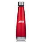 A red, stainless steel water bottle with a silver cap and base. The bottle features the text GREEN ARROW in white.