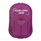 Purple plastic case with a lid, featuring the text YOUR LOGO HERE in white.