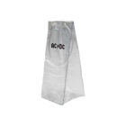 Transparent, rectangular plastic bag with handles and the text AC⚡DC printed in black on the front.