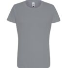 Plain gray short-sleeve t-shirt on a white background.