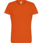 Plain orange short-sleeve t-shirt on a white background.