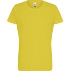 Plain yellow short-sleeve t-shirt on a white background.