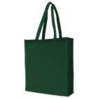 A dark green tote bag with long handles is shown against a plain white background. The bag appears to be empty and standing upright.