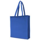 A bright blue reusable tote bag with two long handles, designed for easy carrying. The bag has a rectangular shape and is made of fabric, ideal for shopping or everyday use.