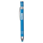 Blue stylus pen with silver accents and a pocket clip. The pen has the word RANGE printed on its side.