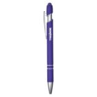 A purple ballpoint pen with a silver clip and tip is shown. The pen has TRESemmé printed on it in white letters. The pens sleek design includes two thin silver rings near the bottom.