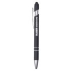 A black ballpoint pen with a silver clip and tip. It has HAMR ENGINEERING printed in white along the side. The pen features a stylus tip on the opposite end of the writing point.
