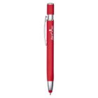 Red retractable pen with a silver clip and tip. The pen features a logo near the clip.