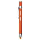 A ballpoint pen with an orange barrel and silver clip, featuring the words Allianz Global Assistance printed in white. The pen has an orange tip and a chrome-colored push button at the top.