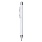 White mechanical pencil with a sleek, minimalist design. It features a metal clip, a silver tip, and an eraser at the top. The body is made of a smooth, matte material.