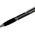 A black ballpoint pen with a silver clip and tip. The pen has ECO-TEC PTY LTD written on its body.