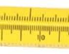 A yellow multifunctional pen with multiple scales and measurement markings along its body, featuring a silver tip and a pocket clip.