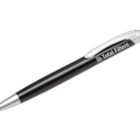 A black and silver retractable ballpoint pen with the logo Total Filters printed on the side. The pen has a sleek design with a silver tip and a white push-button on top.