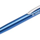 A blue ballpoint pen with a silver clip and tip. The words Total Filters are printed in white on the side of the pen.