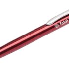 A sleek red ballpoint pen with silver accents and a clip, featuring the text Total Filters in white along its side.