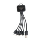 A multi-connector charging cable featuring a USB on one end and multiple connectors on the other, labeled Hangar 51. The connectors include various types commonly used for smartphones and devices. The cables are black.