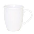 A plain white ceramic mug with a traditional handle, placed against a white background.