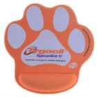 An orange paw-shaped mouse pad with white paw prints, featuring the logo for Tygacil tigecycline IV. It includes the Pfizer logo and the text Expanded coverage for resistant pathogens and For healthcare professionals use.