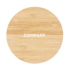 A circular wooden texture with the word COMPANY centered in white text.