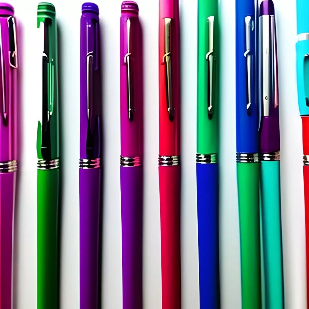 pens in different colours with metallic handle