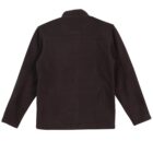 Back view of a plain black fleece jacket with long sleeves and a high collar, shown against a white background.