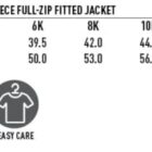Size chart for PF07K Kids Bonded Polar Fleece Full-Zip Fitted Jacket. Sizes 4K to 14K listed with half chest measurements from 37.0 to 49.5 and body length from 47.0 to 62.0. Icons for wind and cold proof, tough wearing, easy care.