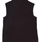 A black sleeveless fleece vest shown from the back. It features a high collar and clean, simple lines without any visible patterns or embellishments. The fabric appears soft and smooth.