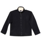 A black fleece jacket with a front zipper and long sleeves. The collar is slightly raised, and the interior lining appears to be a contrasting light color. The jacket is displayed against a white background.