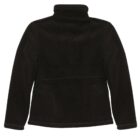 A black fleece jacket viewed from the back, featuring long sleeves and a high collar. The garment appears to be made of soft material and has a simple, minimalist design.