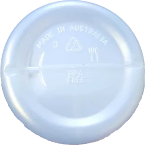 bottom of a white bottle with plastic recycling numbers