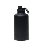A sleek black water bottle with a screw-on lid and a carrying handle attached to the cap. The bottle has a cylindrical shape with a matte finish, standing upright against a plain white background.