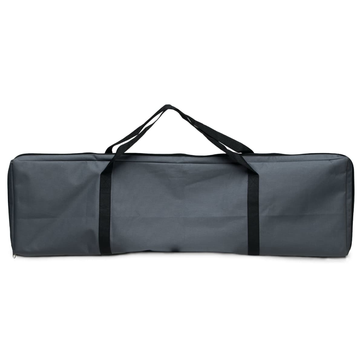 A long, rectangular black carrying bag with two handles, resting against a white background. The bag appears empty and closed.