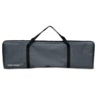 A rectangular gray carrying bag with black handles and zippers. Lungo Tavolo is printed in white on the bottom left corner.