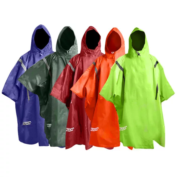 five different colour of ponchos
