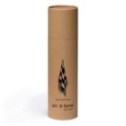A tall, cylindrical cardboard packaging with a black checkered towel graphic and the words Patara Turkish Towel and po di fame on it. The package is set against a plain white background.