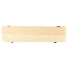 A long, rectangular piece of light-colored wood with visible grain patterns. The wood has four small metallic feet attached at each corner on the bottom side. The surface appears smooth and polished.