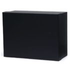 A large, solid black rectangular box with a smooth surface against a white background.
