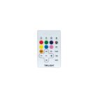 A remote control for LED lights featuring multiple colored buttons, including red, green, blue, and yellow, and symbol buttons for brightness, Bluetooth, flash, time, and smooth settings. It is labeled TWILIGHT at the bottom.