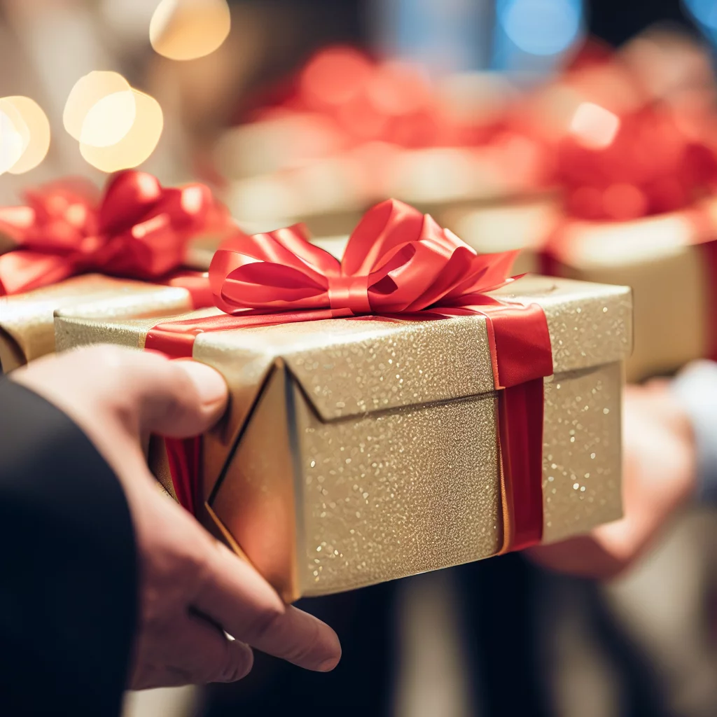 gift with red ribbon