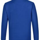 Back view of a plain royal blue long-sleeve polo shirt with a collar.
