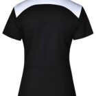 Black short-sleeve polo shirt with a white panel across the upper back and shoulders.