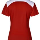 Red short-sleeve polo shirt with a white patch across the upper back and shoulders.