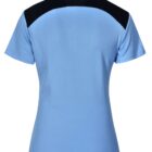 Light blue short-sleeve polo shirt with a black panel across the upper back and shoulders.