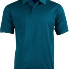 A plain teal short-sleeve polo shirt with a collar and a two-button placket displayed against a white background.